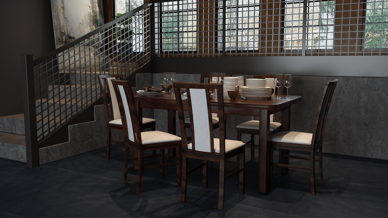 WENUS 5, krzesła Milano 7 orzech